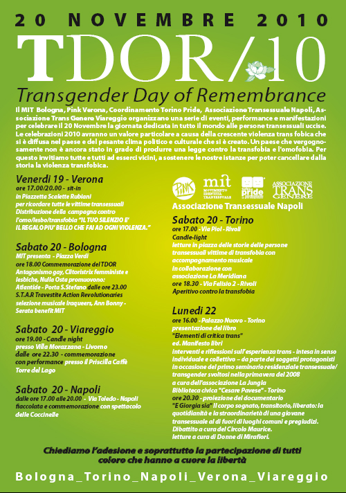 Immagine transgender day of remembrance iniziative in varie città